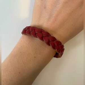 Braided red leather bracelet